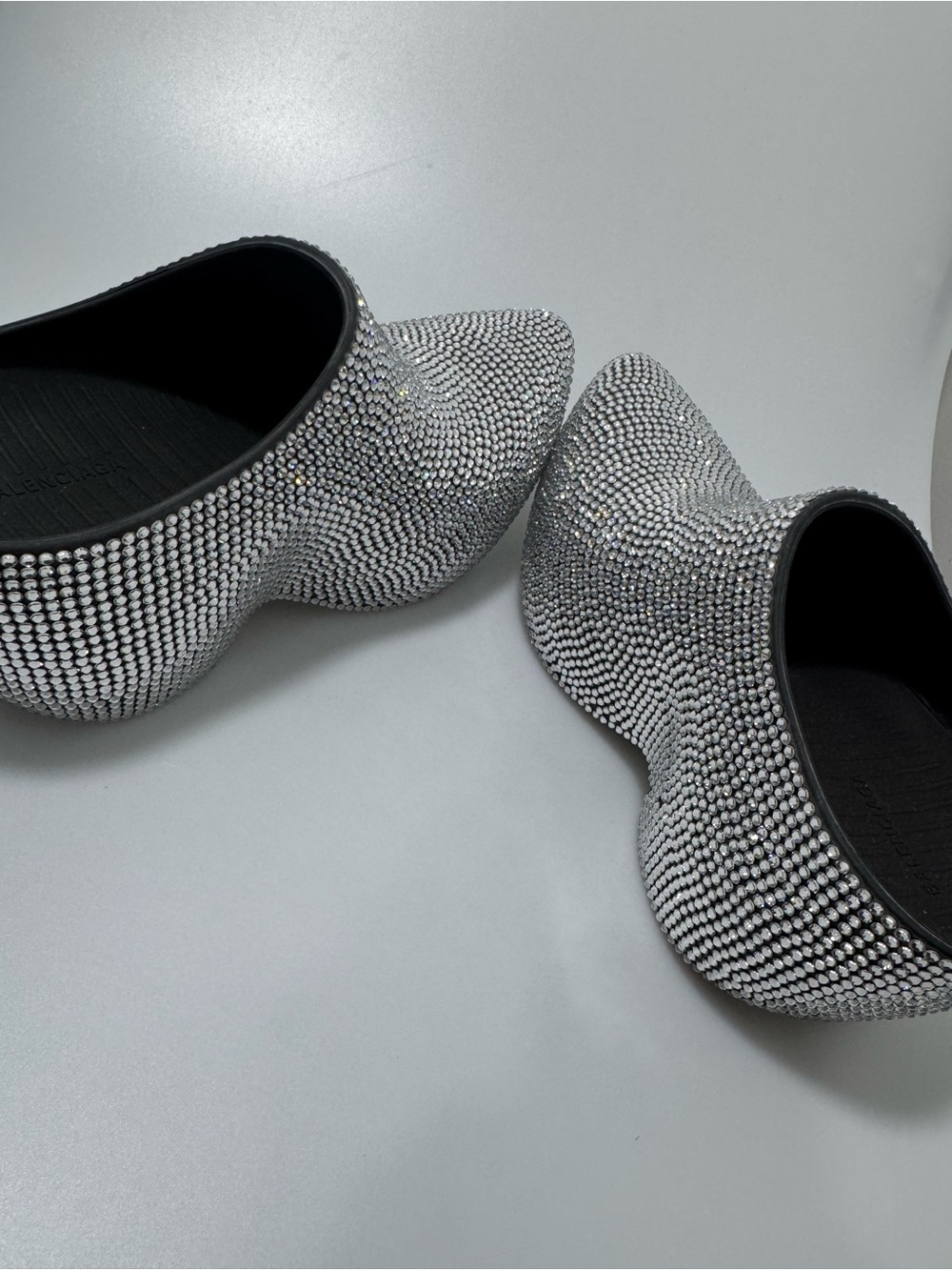 Balenciaga Technoclog Embellished Rubber Clogs Silver Women’s EU 39/US 9 - Picture 6 of 9